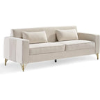 Velvet 3-Seater Sofa, 85.8", Modern Style – Black / Green / Blue / Beige / Grey