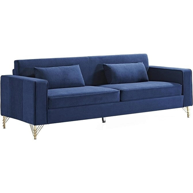 Velvet 3-Seater Sofa, 85.8", Modern Style – Black / Green / Blue / Beige / Grey