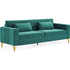 Velvet 3-Seater Sofa, 85.8", Modern Style – Black / Green / Blue / Beige / Grey