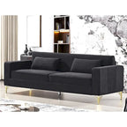 Velvet 3-Seater Sofa, 85.8", Modern Style – Black / Green / Blue / Beige / Grey