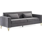 Velvet 3-Seater Sofa, 85.8", Modern Style – Black / Green / Blue / Beige / Grey