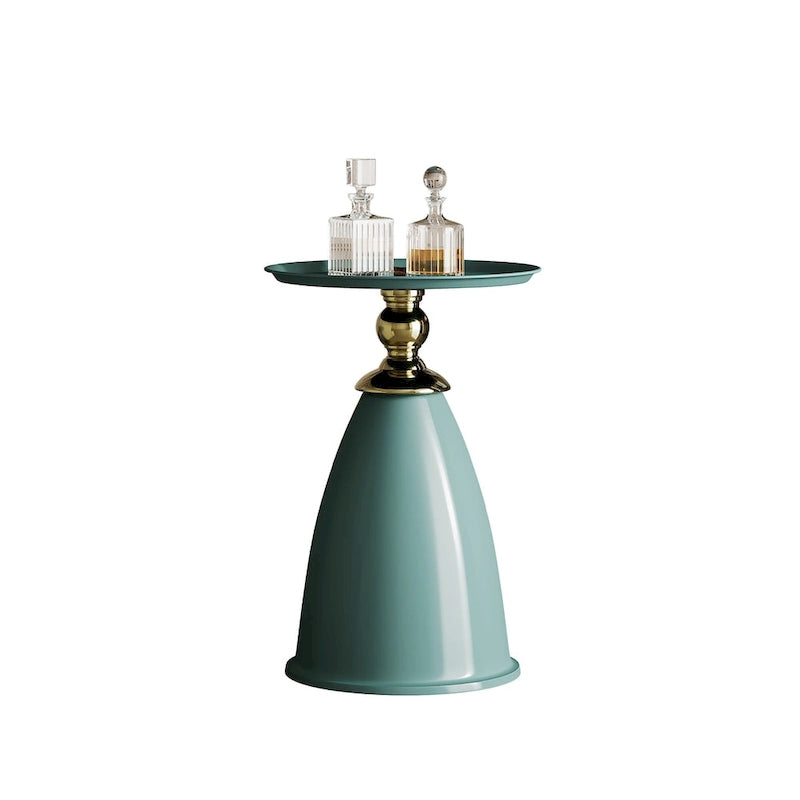 Round Iron Side Table, Minimalist Style, for 1 Person, Gold/Blue/Green