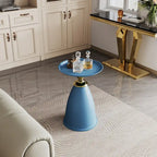 Round Iron Side Table, Minimalist Style, for 1 Person, Gold/Blue/Green