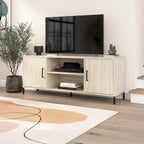 Natural Elm 58" TV Stand with Doors and Shelves, Fits 1 Room
