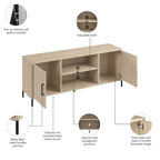 Natural Elm 58" TV Stand with Doors and Shelves, Fits 1 Room