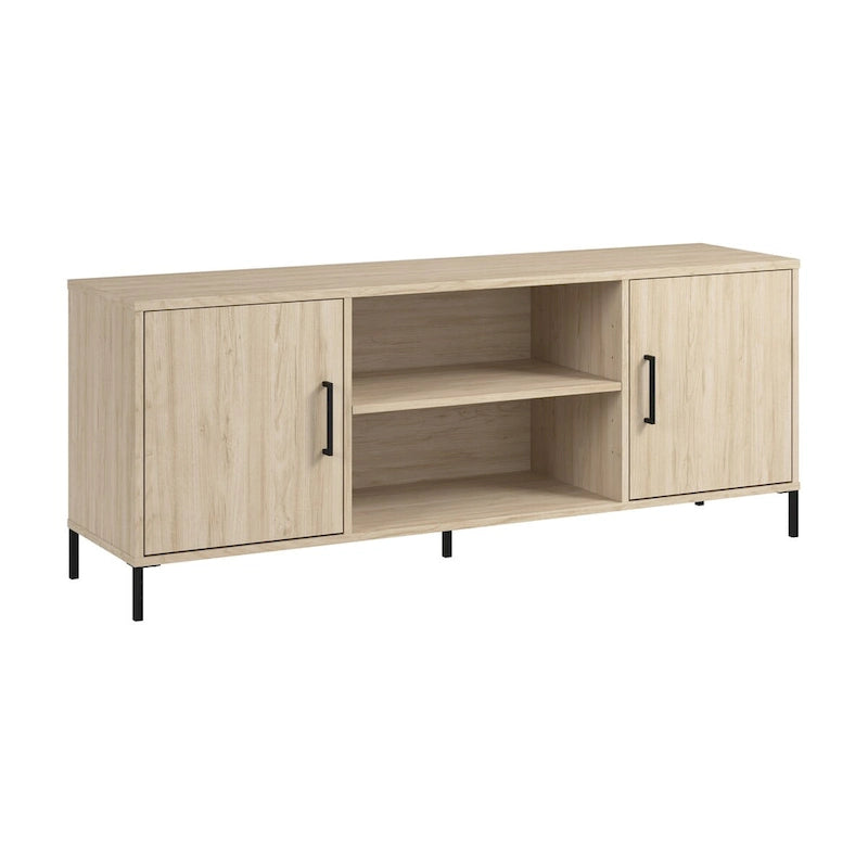 Natural Elm 58" TV Stand with Doors and Shelves, Fits 1 Room