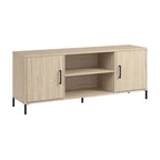 Natural Elm 58" TV Stand with Doors and Shelves, Fits 1 Room