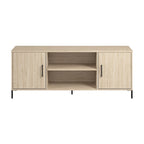 Natural Elm 58" TV Stand with Doors and Shelves, Fits 1 Room