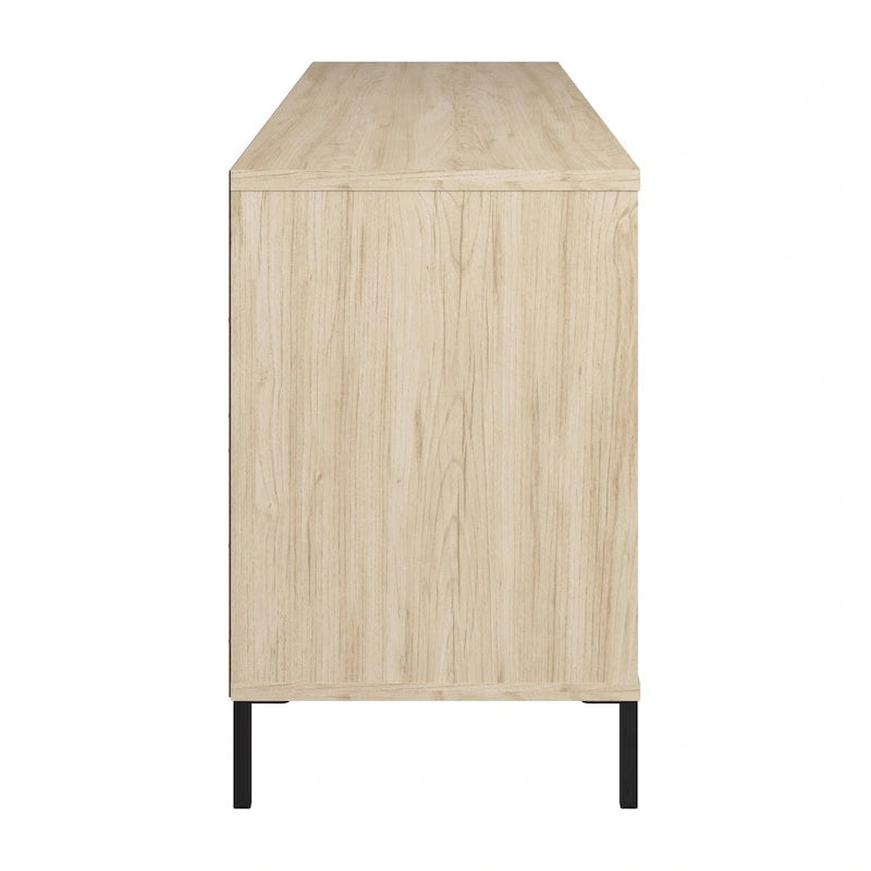 Natural Elm 58" TV Stand with Doors and Shelves, Fits 1 Room