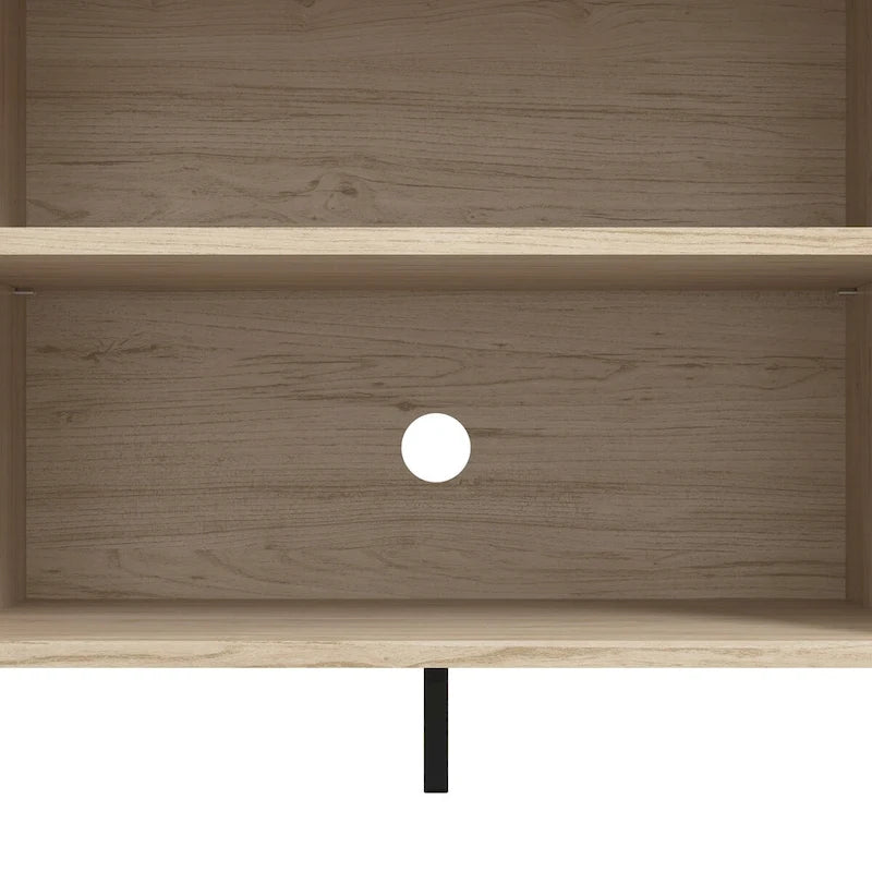 Natural Elm 58" TV Stand with Doors and Shelves, Fits 1 Room