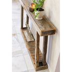 Reclaimed Wood A-Frame Slim Console Table, Natural Gray-Brown, 1-Shelf