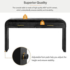 Antique Black / Natural Wood Wash Retro Console Table with 2 Drawers