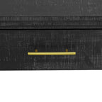 Antique Black / Natural Wood Wash Retro Console Table with 2 Drawers