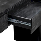 Antique Black / Natural Wood Wash Retro Console Table with 2 Drawers