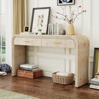 Antique Black / Natural Wood Wash Retro Console Table with 2 Drawers