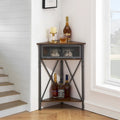 Rustic Brown / White-gold / Grey Triangle Corner Side Table, 3-Tier Open Storage & Mesh Door, 1-Person Assembly