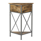 Rustic Brown / White-gold / Grey Triangle Corner Side Table, 3-Tier Open Storage & Mesh Door, 1-Person Assembly