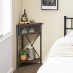 Rustic Brown / White-gold / Grey Triangle Corner Side Table, 3-Tier Open Storage & Mesh Door, 1-Person Assembly