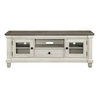 White & Brown 64" TV Console, Solid Wood