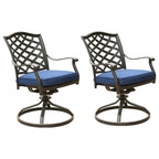 Blue Outdoor Patio Swivel Dining Chair with Cushion, Set of 2