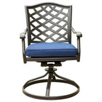Blue Outdoor Patio Swivel Dining Chair with Cushion, Set of 2