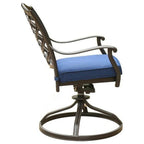 Blue Outdoor Patio Swivel Dining Chair with Cushion, Set of 2