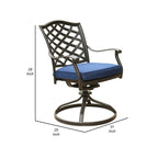 Blue Outdoor Patio Swivel Dining Chair with Cushion, Set of 2