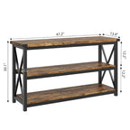 Grey/Brown 3-Tier Console Table, Industrial Style, 1-Person Assembly