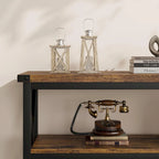 Grey/Brown 3-Tier Console Table, Industrial Style, 1-Person Assembly