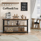 Grey/Brown 3-Tier Console Table, Industrial Style, 1-Person Assembly