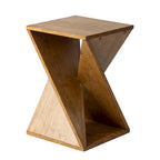 Natural Wood & Black Twisted-Leg Square End Table, Single