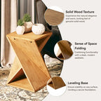 Natural Wood & Black Twisted-Leg Square End Table, Single
