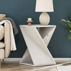 Natural Wood & Black Twisted-Leg Square End Table, Single