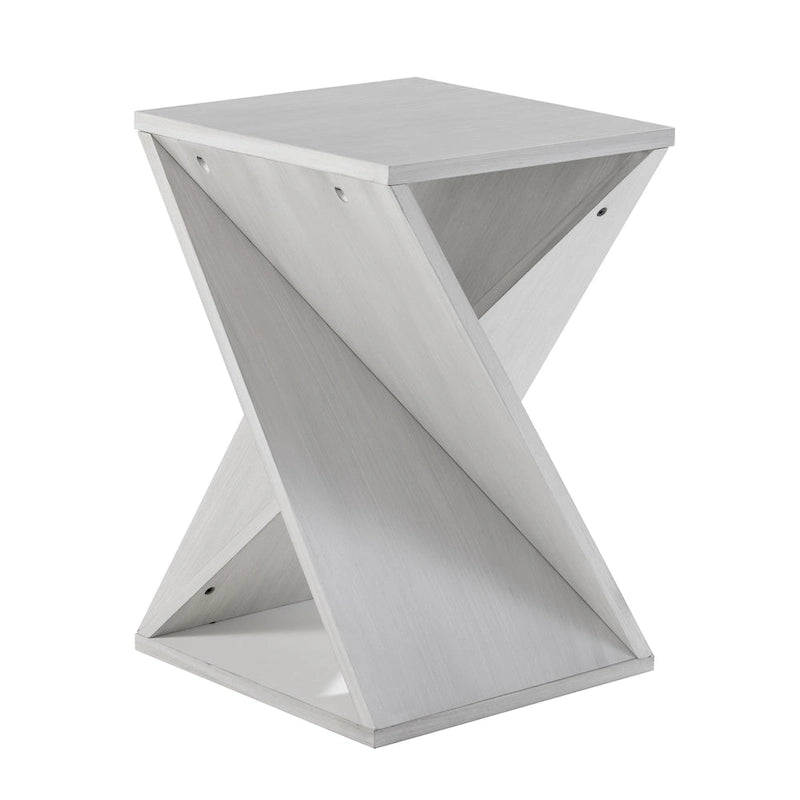 Natural Wood & Black Twisted-Leg Square End Table, Single