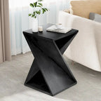 Natural Wood & Black Twisted-Leg Square End Table, Single