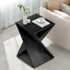 Natural Wood & Black Twisted-Leg Square End Table, Single