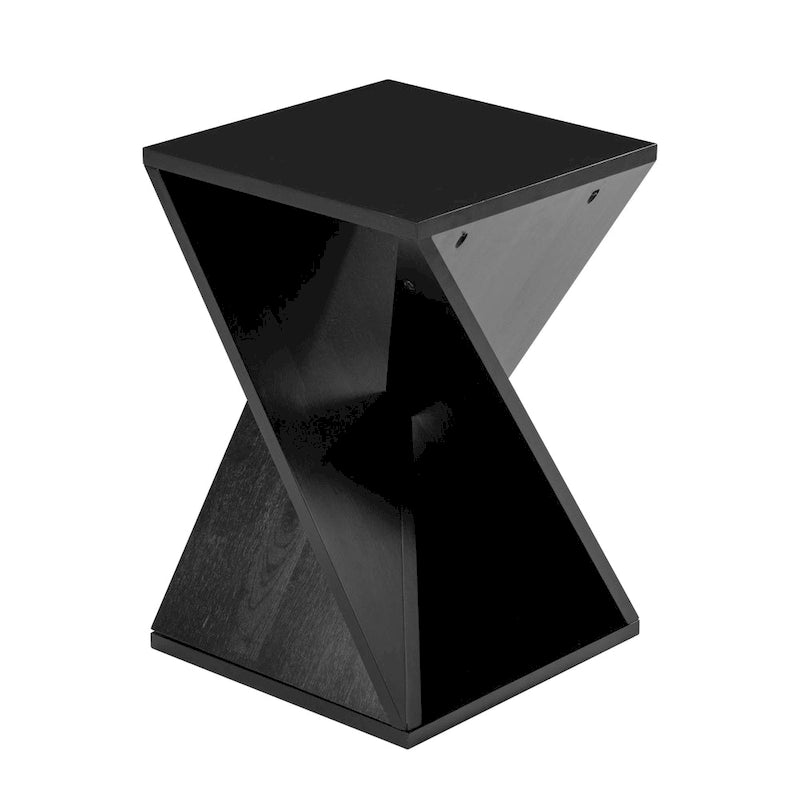 Natural Wood & Black Twisted-Leg Square End Table, Single