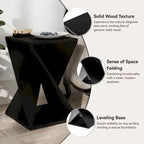 Natural Wood & Black Twisted-Leg Square End Table, Single
