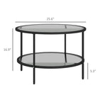Black / Gold Round 2-Tier Side Table – Tempered Glass & Steel Frame, Seats 1