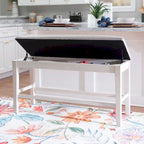 White/Grey Upholstered Storage Counter Bench, 2-Seat