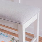 White/Grey Upholstered Storage Counter Bench, 2-Seat