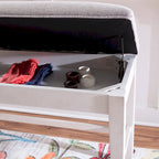 White/Grey Upholstered Storage Counter Bench, 2-Seat