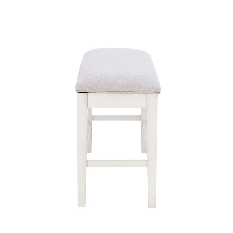 White/Grey Upholstered Storage Counter Bench, 2-Seat
