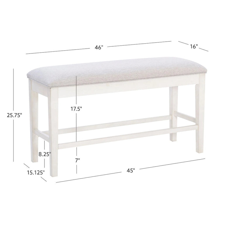 White/Grey Upholstered Storage Counter Bench, 2-Seat
