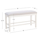White/Grey Upholstered Storage Counter Bench, 2-Seat