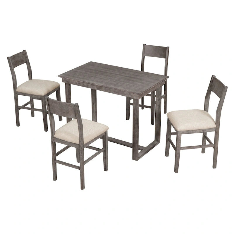 Brown/Grey Farmhouse Counter Height 5-Piece Dining Set, Seats 4