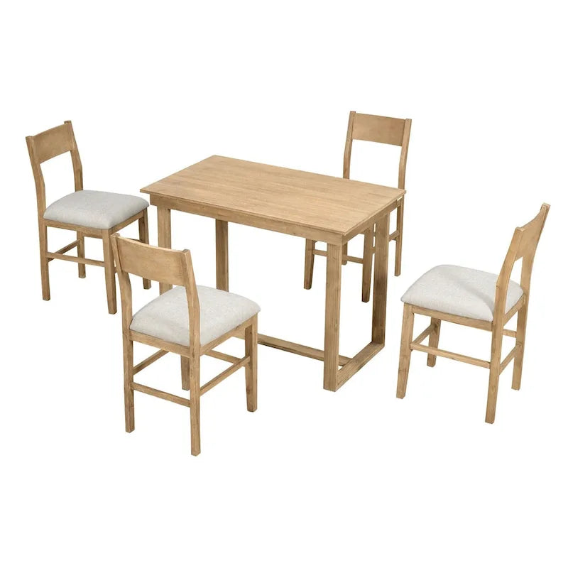 Brown/Grey Farmhouse Counter Height 5-Piece Dining Set, Seats 4
