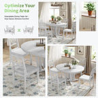 Grey / Walnut Extendable Round Dining Table Set, Trestle Base, Cross-Back Chairs, Seats 4–6