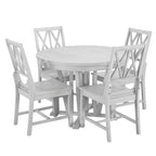 Grey / Walnut Extendable Round Dining Table Set, Trestle Base, Cross-Back Chairs, Seats 4–6