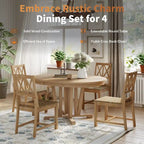 Grey / Walnut Extendable Round Dining Table Set, Trestle Base, Cross-Back Chairs, Seats 4–6